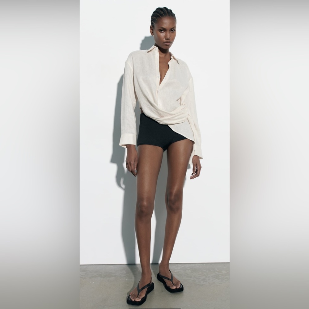 Linen asymmetric shirt